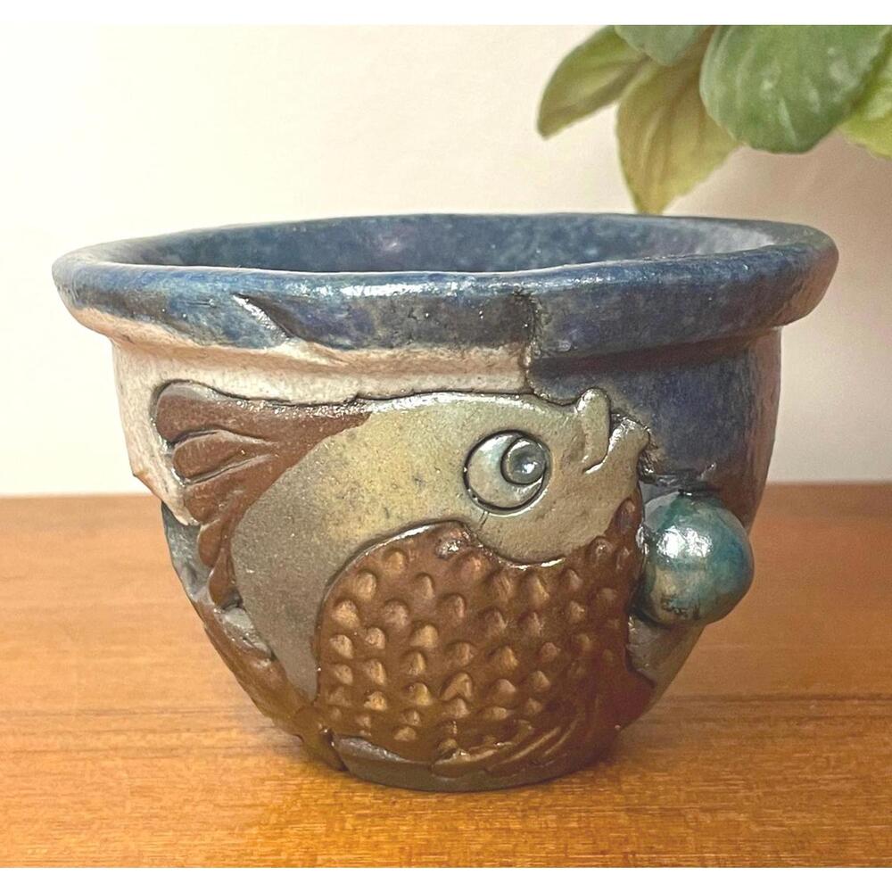 Raku Bowl Canadian Studio Pottery by Tim Isaac (Signed) New Brunswick 4.75"